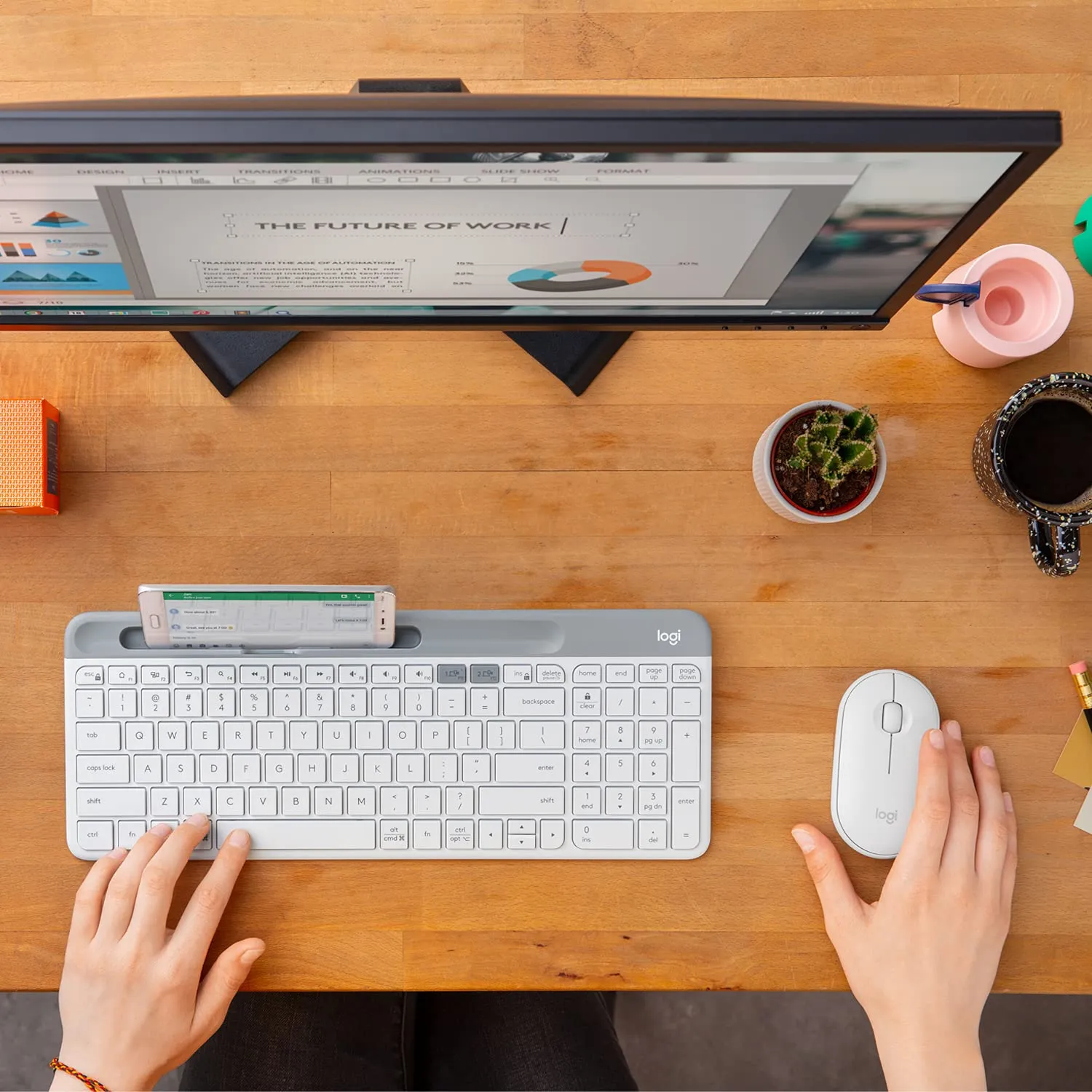 Logitech Wireless Keyboard K580 Slim Multi-Device White view 3